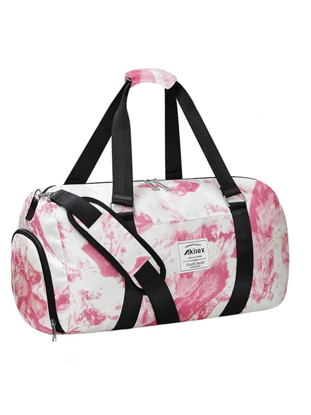 Unisex Adult Large Colorful Duffle Bag Handbag Sports Gym Bag Pink White